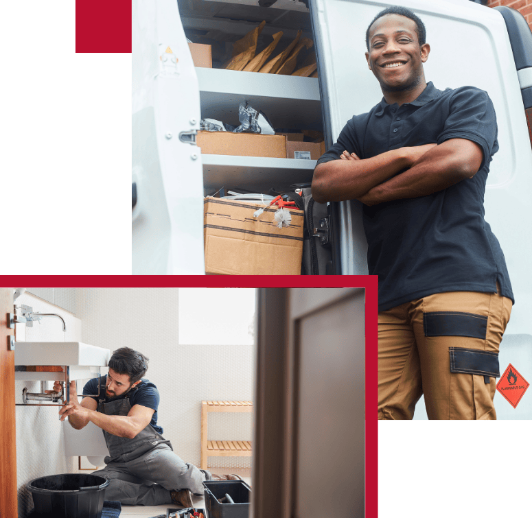 Tradespersons Insurance by AMT Insurance Solutions, depicting a tradesperson at work, highlighting on-site job protection.
